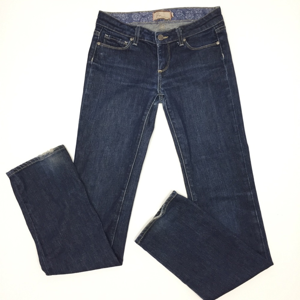 Paige Melrose Straight Leg Mid Rise Jeans Stretch